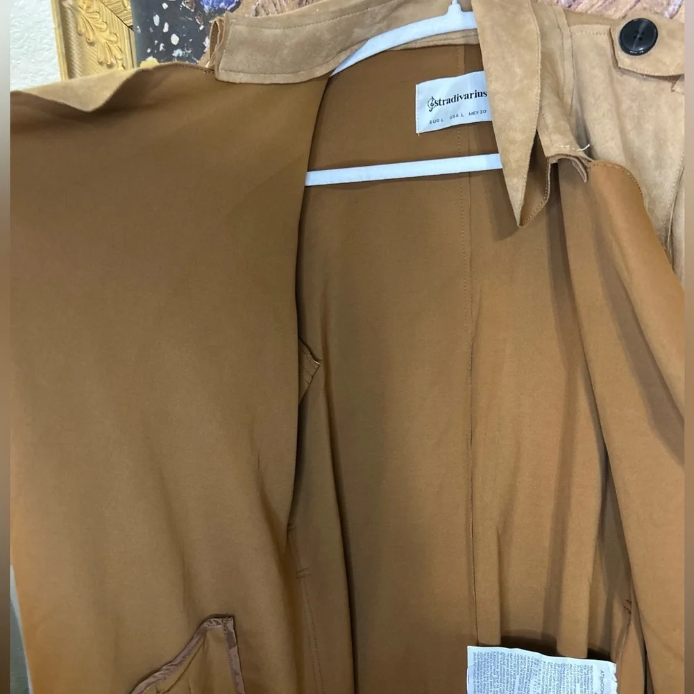 Faux suede brown trench coat size L